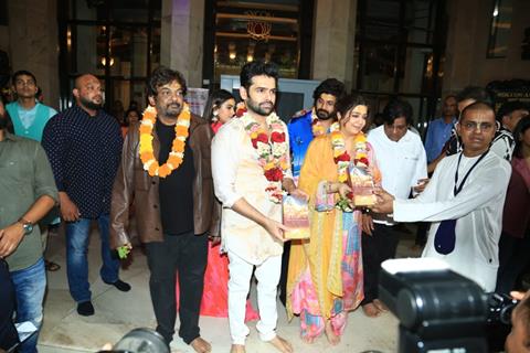 Charmy Kaur, Puri Jagannadh and Ram Pothineni snapped at Siddhivinayak Temple