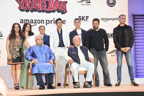 Salman Khan, Farhan Akhtar, Zoya Akhtar, Salim Khan and Javed Akhtar snapped at the trailer launch of Angry Young Men