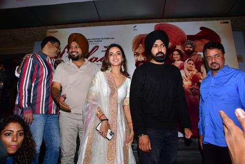 Gurpreet Guggi, Jasmin Bhasin and Gippy Grewal snapped at the trailer launch of their upcoming movie Ardaas Sarbat De Bhale Di