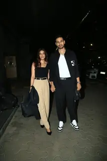 Carla Dennis and Arjun Kanungo snapped at the screening of Khel Khel Mein