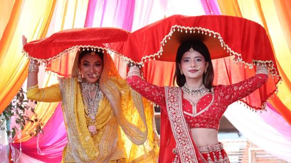 Rupali Ganguly and Samridhii Shukla celebration of Raksha Bandhan on set