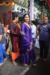 Pooja Hedge snapped at GSB Ganapati For darshan