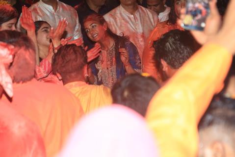 Radhika Merchant snapped at their Bappa Visarjan