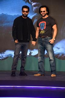 Saif Ali Khan and Jr. NTR  snapped at the trailer launch of their upcoming movie Devara: Part 1