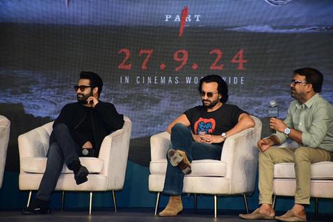 Saif Ali Khan and Jr. NTR  snapped at the trailer launch of their upcoming movie Devara: Part 1