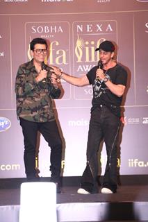 Shah Rukh Khan and Karan Johar snapped at the conference of 24th IIFA Awards