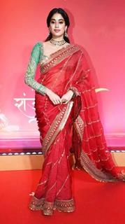 Janhvi Kapoor Rocks the Red Saree Look