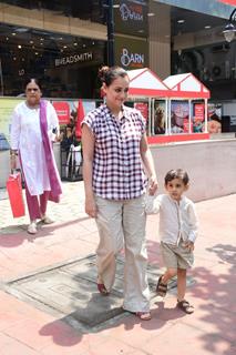 Dia Mirza get clicked with her son in the city