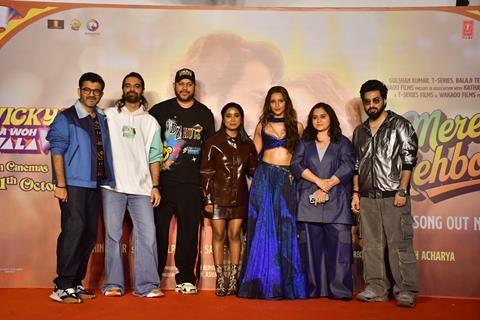 Shilpa Rao, Sachin Sanghvi, Jigar Saraiya and Triptii Dimri snapped at the song launch of ‘Mere Mehboob’ from their upcoming movie 'Vicky Vidya Ka Woh Wala Video'