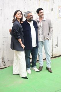 Alia Bhatt, Vasan Bala and Vedang Raina snapped promoting their upcoming film 'Jigra' at Mehboob studios