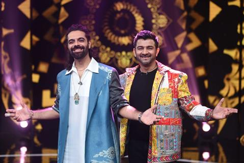 Sachin Sanghvi and Jigar Saraiya promoting their upcoming film 'Vicky Vidya Ka Woh Wala Video' on the sets of 'Sa Re Ga Ma Pa'