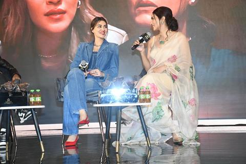 Kanika Dhillon and Kriti Sanon snapped interacting about their upcoming movie 'Do Patti' on Bollywood Hungama OTT Fest