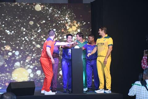 Sachin Tendulkar snapped at the launch event of the inaugural International Masters League (IML)