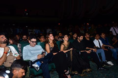 Vidya Balan, Rajpal Yadav, Bhushan Kumar, Anees Bazmee, Kartik Aaryan and Triptii Dimri snapped at the trailer launch of ‘Bhool Bhulaiyaa 3’ at Raj Mandir in Jaipur