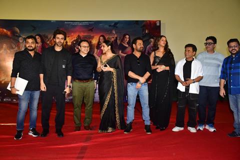 Vidya Balan, Rajpal Yadav, Bhushan Kumar, Anees Bazmee, Kartik Aaryan and Triptii Dimri snapped at the trailer launch of ‘Bhool Bhulaiyaa 3’ at Raj Mandir in Jaipur