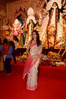 Rhea Chakraborty snapped at Durga Puja Pandal