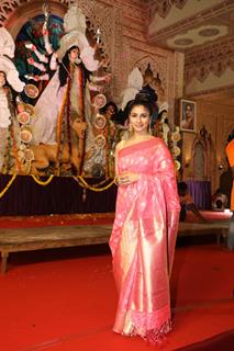 Tanishaa Mukerji snapped during Sindhur Khela at North Bombay Durga Puja