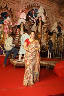 Sumona Chakravarti snapped during Sindhur Khela at North Bombay Durga Puja