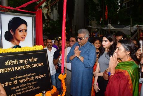 Boney Kapoor, Shabana Azmi and Khushi Kapoor snapped at the ‘unveiling ceremony’ of 'Sridevi Kapoor Chowk'