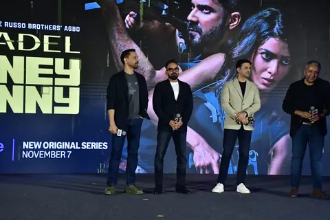 Krishna DK and Raj Nidimoru snapped at the trailer launch of 'Citadel: Honey Bunny'
