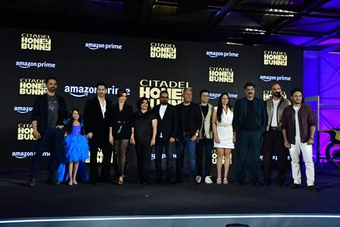 Sikandar Kher, Krishna DK, Varun Dhawan, Samantha Ruth Prabhu and Raj Nidimoru snapped at the trailer launch of 'Citadel: Honey Bunny'