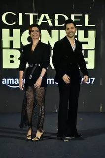 Varun Dhawan and Samantha Ruth Prabhu snapped at the trailer launch of 'Citadel: Honey Bunny'
