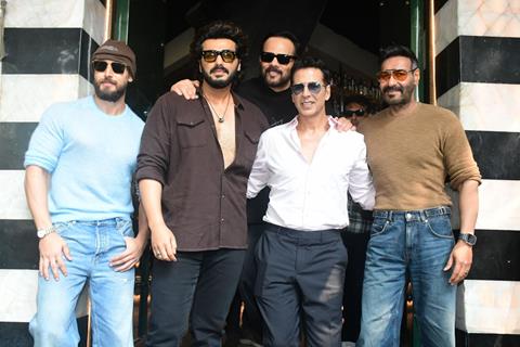 Ajay Devgn, Akshay Kumar, Rohit Shetty, Arjun Kapoor and Tiger Shroff promoting their upcoming film 'Singham Again' At Torii