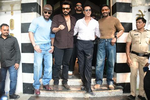 Ajay Devgn, Akshay Kumar, Rohit Shetty, Arjun Kapoor and Tiger Shroff promoting their upcoming film 'Singham Again' At Torii