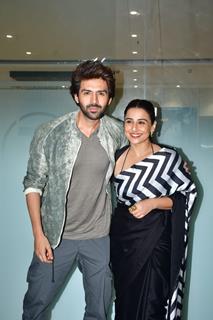 Vidya Balan and Kartik Aaryan snapped promoting their upcoming film ' Bhool Bhulaiyaa 3'