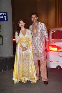 Mehreen Pirzadaa  and Gurfateh Pirzada snapped attending Abu Jani and Sandeep Khosla’s Diwali party