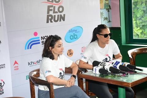 Neha Dhupia and Soha Ali Khan snapped at the 'Go Flo Run' event