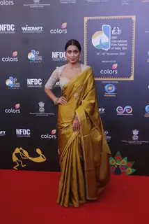Shriya Saran snapped walking down the red carpet at the closing ceremony of IFFI 2024