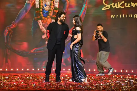 Allu Arjun and Rashmika Mandanna attend the press conference of 'Pushpa 2: The Rule'