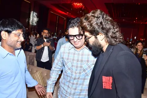 Allu Arjun and Bhushan Kumar attend the press conference of 'Pushpa 2: The Rule'