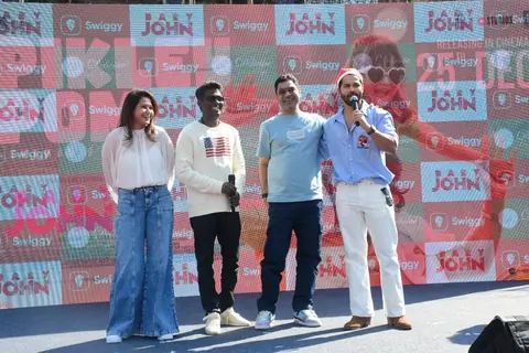 Varun Dhawan and Atlee Kumar snapped promoting Baby John at St Andrew School