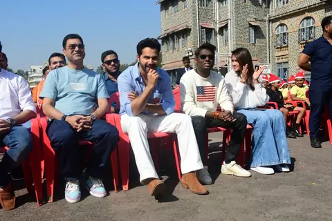 Varun Dhawan and Atlee Kumar snapped promoting Baby John at St Andrew School
