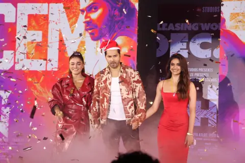 Varun Dhawan, Wamiqa Gabbi and Keerthy Suresh  snapped promoting Baby John