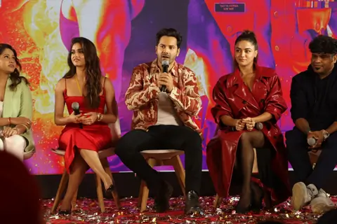 Varun Dhawan, Wamiqa Gabbi and Keerthy Suresh  snapped promoting Baby John