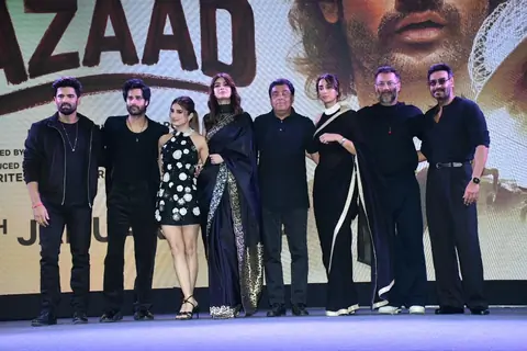Ajay Devgn, Mohit Malik, Ronnie Screwvala, Abhishek Kapoor, Diana Penty, Rasha Thadani and Aman Devgan snapped at the trailer launch of 'Azaad'