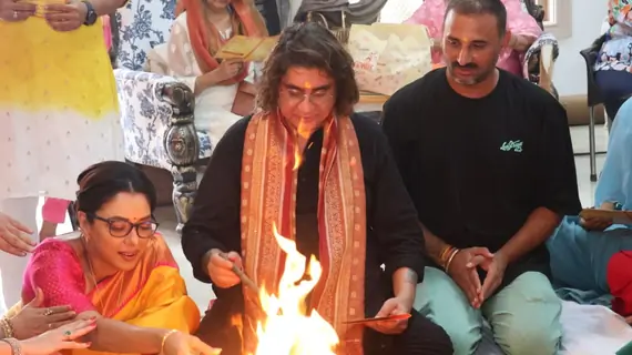 Rupali Ganguly and Rajan Shahi seek blessings with a sacred havan on the sets of Anupamaa