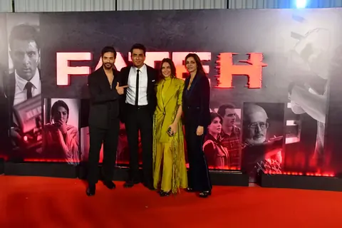 Neha Dhupia, Sonu Sood and Angad Bedi grace the movie premiere of 'Fateh'
