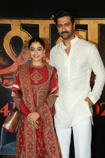 Vicky Kaushal and Rashmika Mandanna snapped at the trailer launch of Chhaava 
