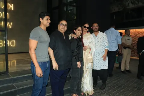 Aamir Khan, Rajkumar Santoshi, Rekha, Ira Khan and Nupur Shikhare snapped at the special screening of Loveyapa