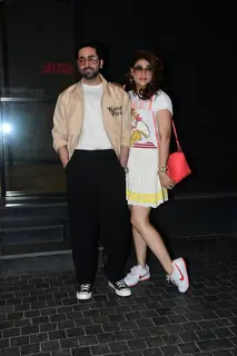 Ayushmann Khurrana and Tahira Kashyap Khurrana  snapped at the special screening of Loveyapa at Excel Entertainment’s office