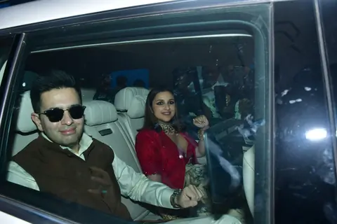 Parineeti Chopra and Raghav Chadha snapped at Siddharth Chopra and Neelam Upadhyaya's Wedding 
