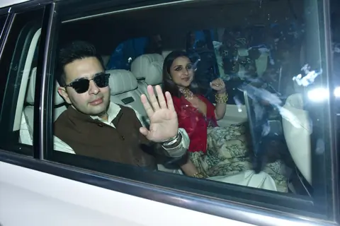 Parineeti Chopra and Raghav Chadha snapped at Siddharth Chopra and Neelam Upadhyaya's Wedding 