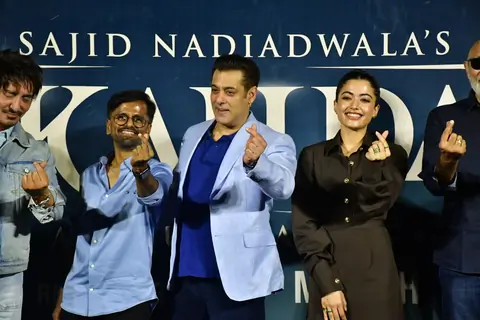Salman Khan, Sajid Nadiadwala, Sathyaraj and Rashmika Mandanna attend Sikandar trailer launch