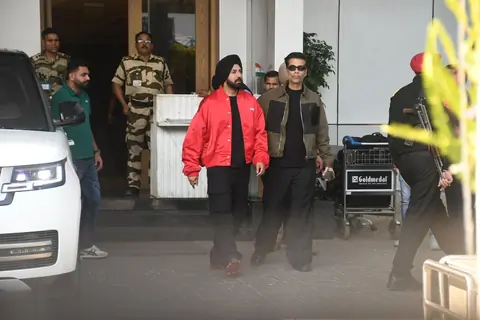 Karan Johar and Gippy Grewal snapped at Kalina Airport after the promotions of Akaal