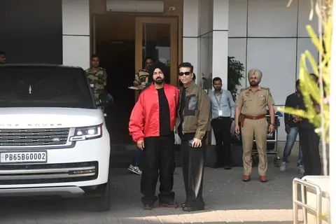 Karan Johar and Gippy Grewal snapped at Kalina Airport after the promotions of Akaal
