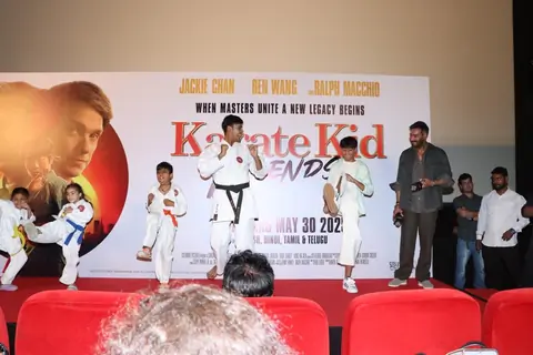 Ajay Devgn and Yug Devgan grace the trailer launch of Karate Kid: Legends